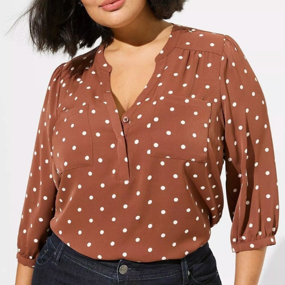 NWOT Torrid Harper Studio Crepe De Chine 3/4 Sleeve Blouse Size 3